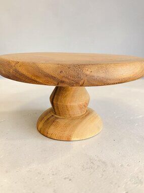 Anthropologie Carolina Cake Pedestal Stand Size Small Solid Acacia Wood